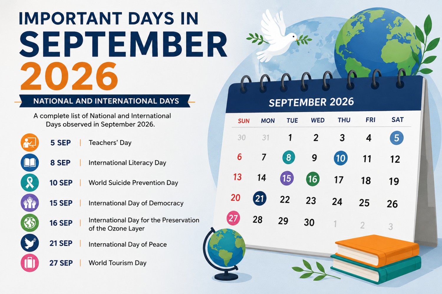 Important Days in September 2026: National & International Days