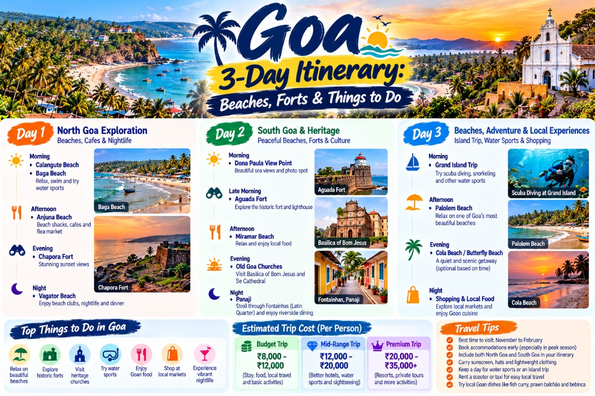 Goa 3-Day Itinerary: Beaches, Forts & Things to Do